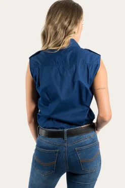 Clearance Ringers Western Pentecost River Womens Sleeveless Work Shirt - Navy