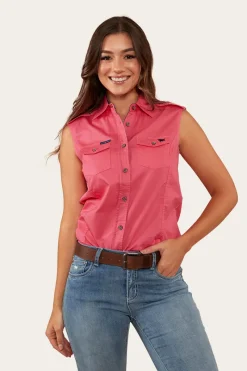 Outlet Ringers Western Pentecost River Womens Sleeveless Work Shirt - Melon