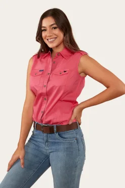Outlet Ringers Western Pentecost River Womens Sleeveless Work Shirt - Melon