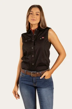 Hot Ringers Western Pentecost River Womens Sleeveless Work Shirt - Black