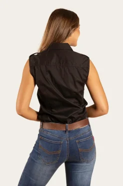 Hot Ringers Western Pentecost River Womens Sleeveless Work Shirt - Black