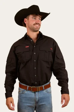 Discount Ringers Western Pilbara Mens Ripstop Full Button Work Shirt - Black