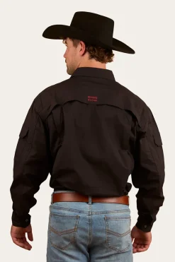 Discount Ringers Western Pilbara Mens Ripstop Full Button Work Shirt - Black