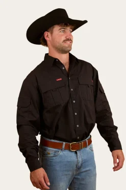 Discount Ringers Western Pilbara Mens Ripstop Full Button Work Shirt - Black