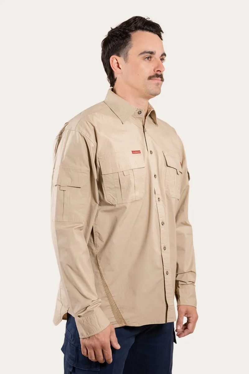 Best Ringers Western Pilbara Mens Ripstop Full Button Work Shirt - Camel