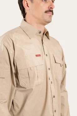 Best Ringers Western Pilbara Mens Ripstop Full Button Work Shirt - Camel