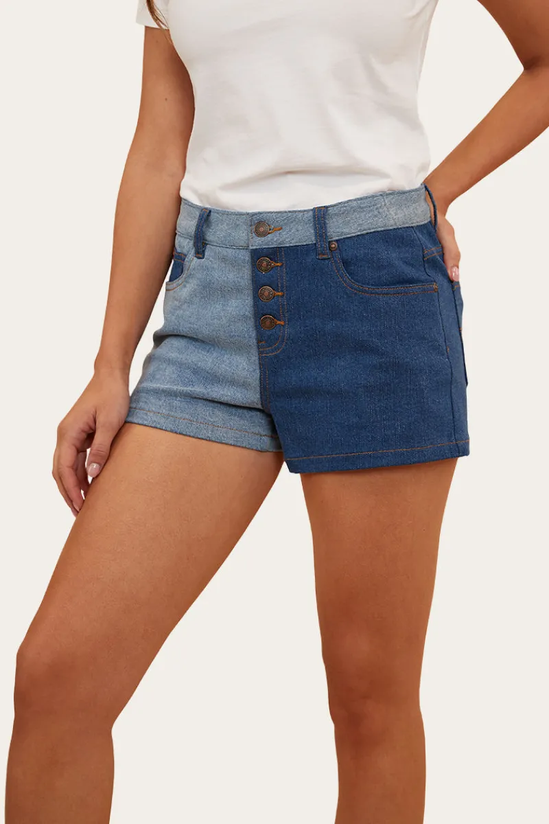 Hot Ringers Western Polly Womens Denim Short - Vintage Blue Wash