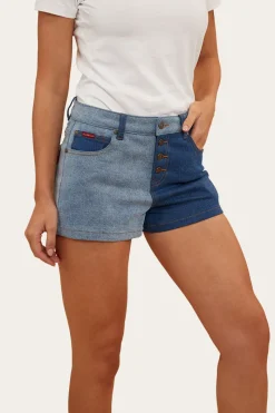Hot Ringers Western Polly Womens Denim Short - Vintage Blue Wash