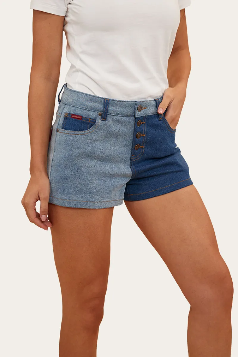 Hot Ringers Western Polly Womens Denim Short - Vintage Blue Wash