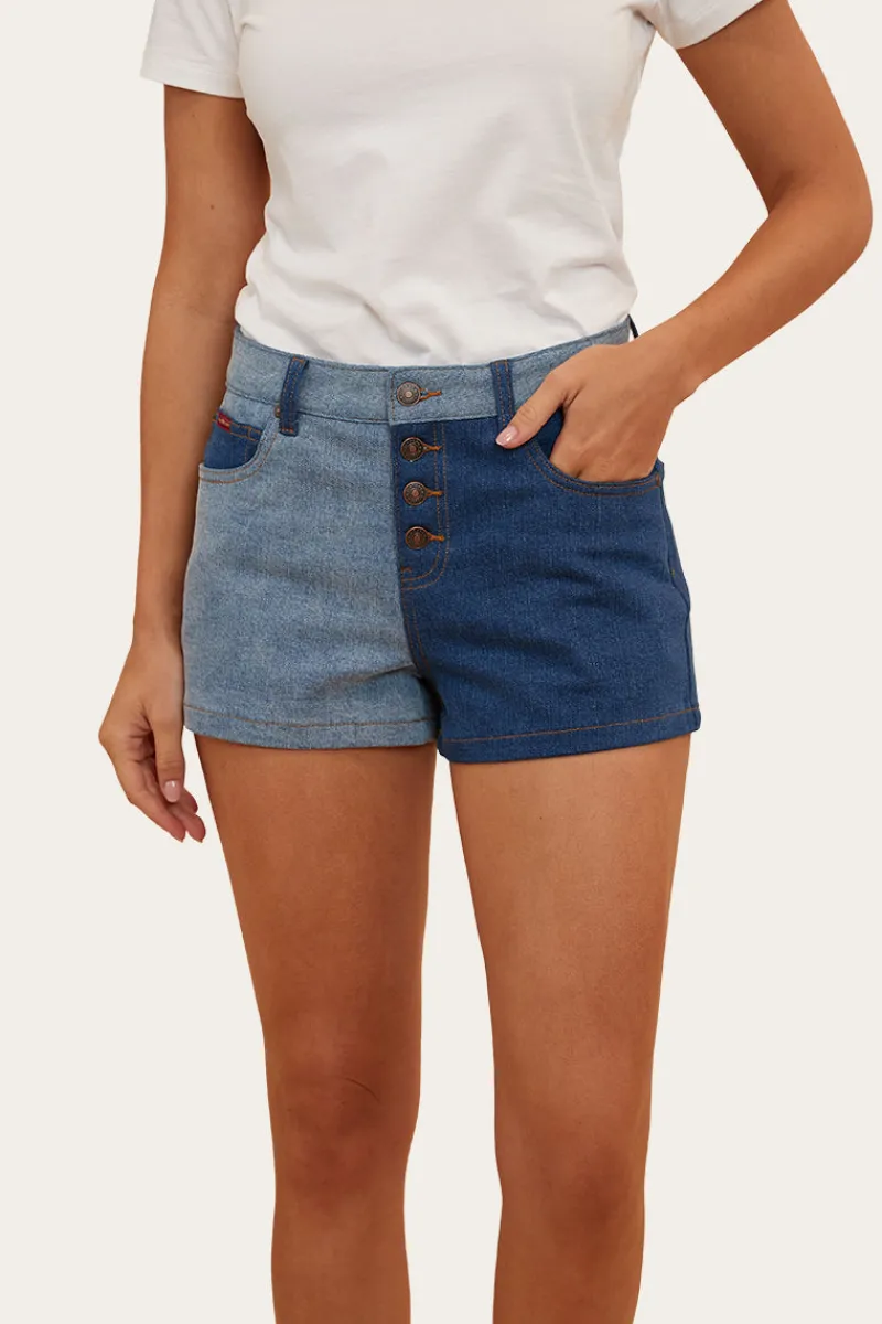 Hot Ringers Western Polly Womens Denim Short - Vintage Blue Wash