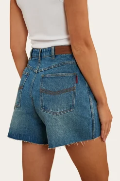 Ringers Western Remy Womens Denim Short - Mid Wash Blue