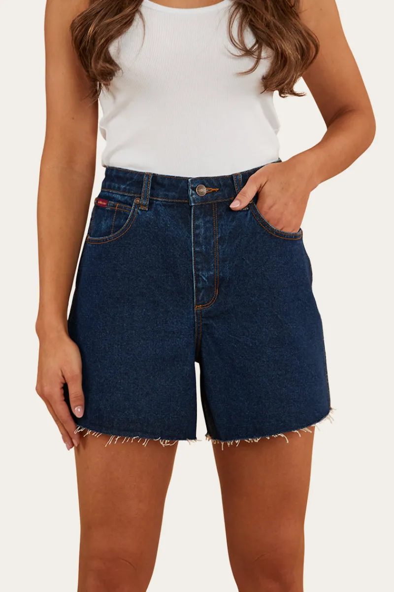 Outlet Ringers Western Remy Womens Denim Short - Dark Wash Blue