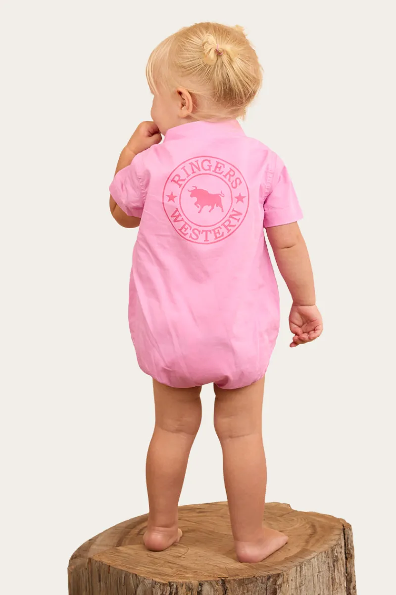 Sale Ringers Western Ringers Babies Short Sleeve Work Shirt Romper - Pastel Pink
