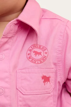 Sale Ringers Western Ringers Babies Short Sleeve Work Shirt Romper - Pastel Pink