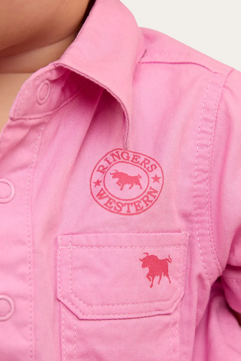 Sale Ringers Western Ringers Babies Short Sleeve Work Shirt Romper - Pastel Pink