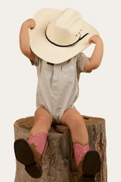 Ringers Western Ringers Babies Short Sleeve Work Shirt Romper - Beige