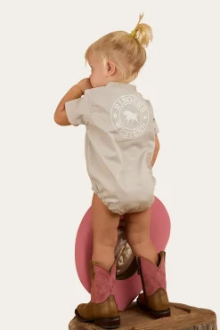 Ringers Western Ringers Babies Short Sleeve Work Shirt Romper - Beige