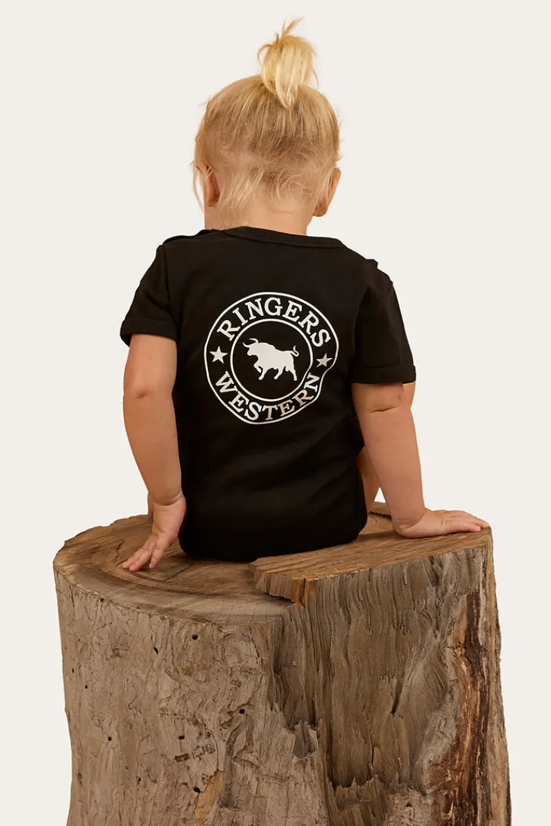Outlet Ringers Western Ringers Babies Short Sleeve Romper - Black