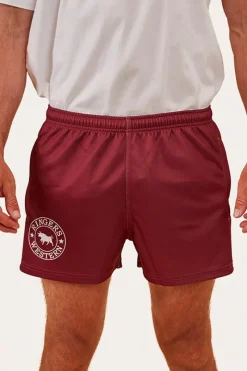 Online Ringers Western Ringers Footy Shorts - Burgundy