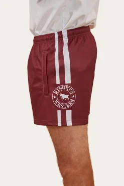 Online Ringers Western Ringers Footy Shorts - Burgundy