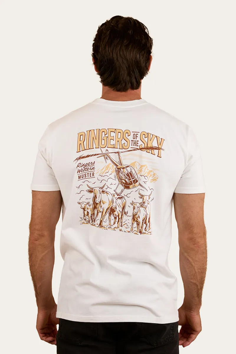 New Ringers Western Ringers Of The Sky Mens Stock Fit T-Shirt - White