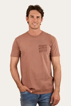 Clearance Ringers Western Ringers Of The Sky Mens Stock Fit T-Shirt - Saddle Brown