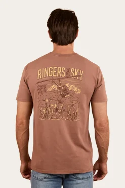 Clearance Ringers Western Ringers Of The Sky Mens Stock Fit T-Shirt - Saddle Brown