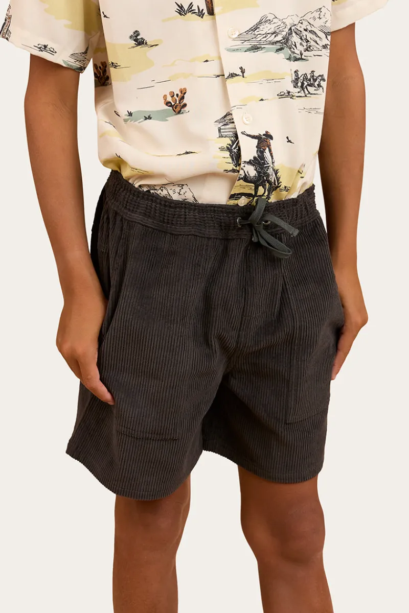 Clearance Ringers Western Ronan Boys Corduroy Walk Short - Charcoal
