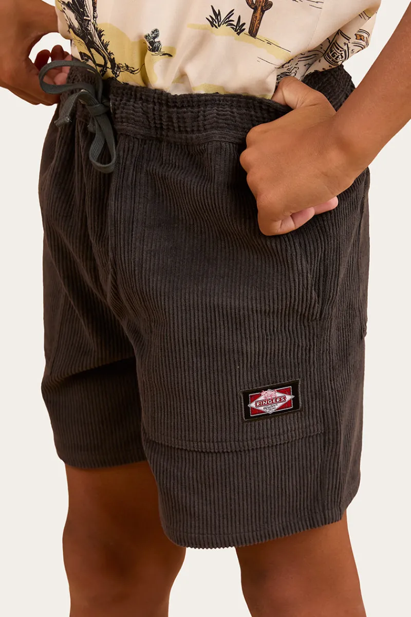 Clearance Ringers Western Ronan Boys Corduroy Walk Short - Charcoal