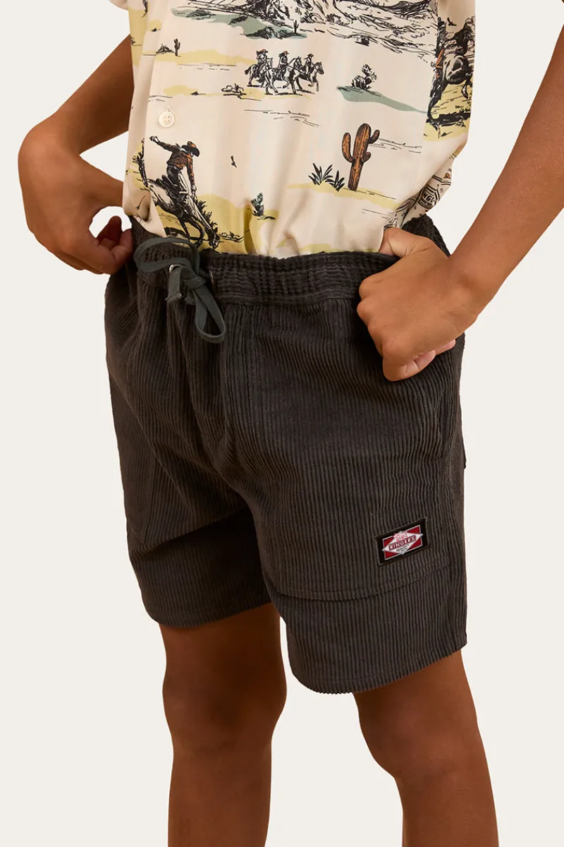 Clearance Ringers Western Ronan Boys Corduroy Walk Short - Charcoal