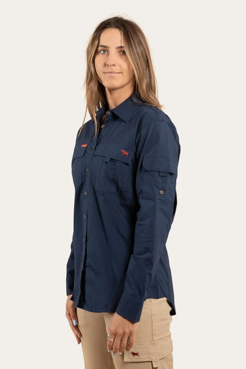 Best Ringers Western Rosebery Womens Ripstop Full Button Work Shirt - Dark Navy