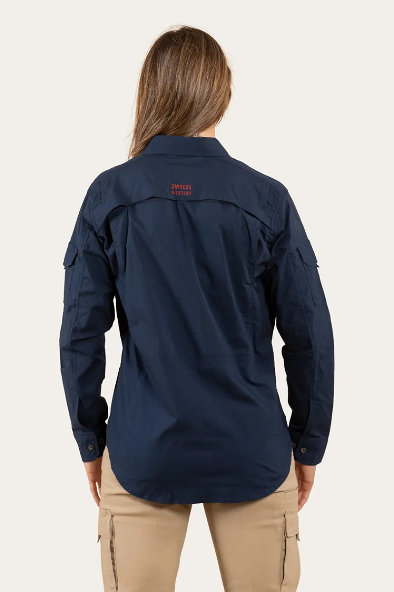 Best Ringers Western Rosebery Womens Ripstop Full Button Work Shirt - Dark Navy