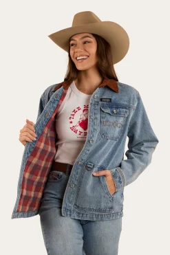 Clearance Ringers Western Rosebrook Womens Overshirt - Light Wash Blue