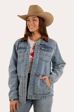 Clearance Ringers Western Rosebrook Womens Overshirt - Light Wash Blue