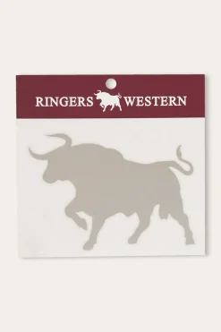 Ringers Western RW Bull Die Cut Sticker - Silver