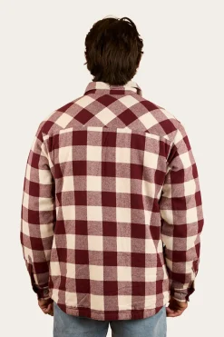 Outlet Ringers Western Sawyer Mens Sherpa Flannel - Deep Burgundy