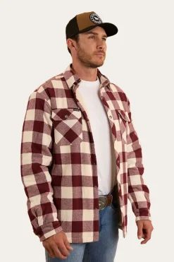Outlet Ringers Western Sawyer Mens Sherpa Flannel - Deep Burgundy