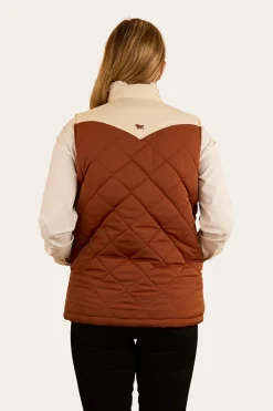 Best Ringers Western Selwyn Womens Puffer Vest - Tobacco / Off White
