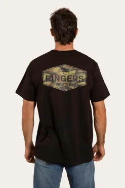Outlet Ringers Western Servo Mens Loose Fit T-Shirt - Black/Camo