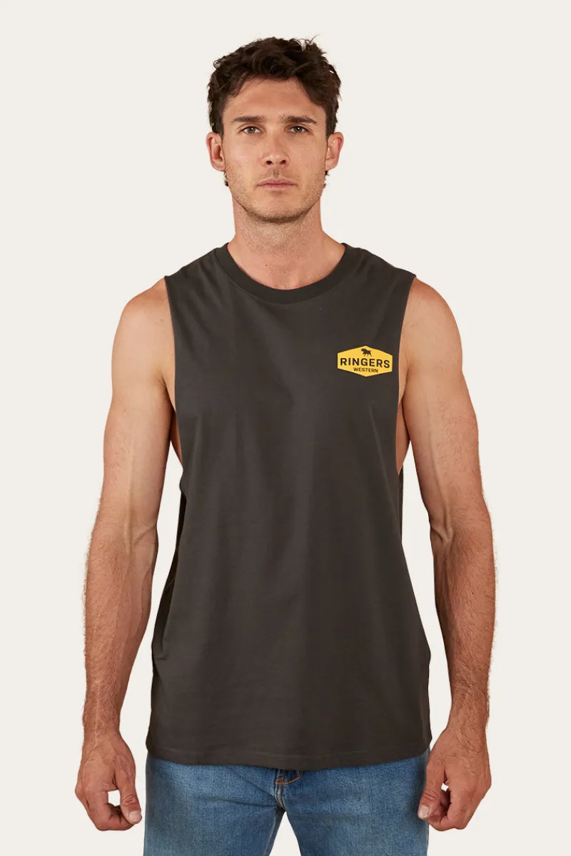 Best Ringers Western Servo Mens Muscle Tank - Charcoal