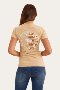 Best Ringers Western Signature Bull Flag Womens Classic Fit T-Shirt - Dark Sand