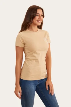 Best Ringers Western Signature Bull Flag Womens Classic Fit T-Shirt - Dark Sand