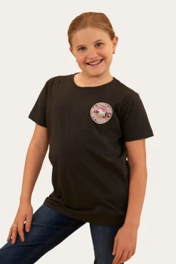 Clearance Ringers Western Signature Bull Kids Classic Fit T-Shirt - Charcoal/Pink Camo