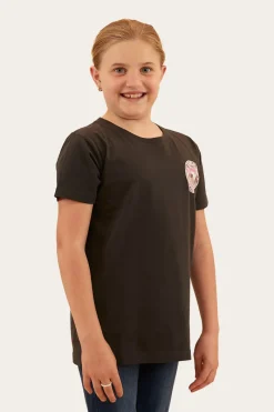 Clearance Ringers Western Signature Bull Kids Classic Fit T-Shirt - Charcoal/Pink Camo