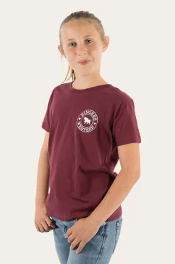 Clearance Ringers Western Signature Bull Kids Classic Fit T-Shirt - Burgundy/White
