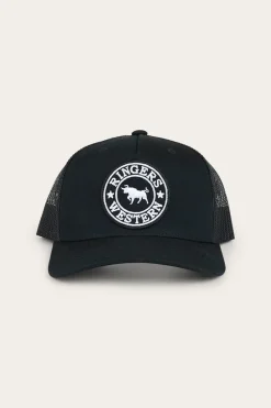 Clearance Ringers Western Signature Bull Kids Trucker Cap - Black / White