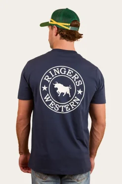 New Ringers Western Signature Bull Mens Classic T-Shirt - Navy/White