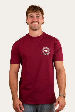 Sale Ringers Western Signature Bull Mens Classic T-Shirt - Burgundy/White