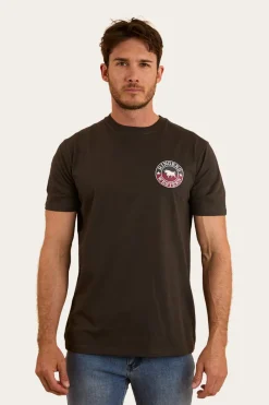 Outlet Ringers Western Signature Bull Mens Classic T-Shirt - Charcoal / Split