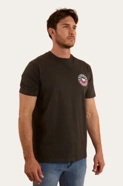 Outlet Ringers Western Signature Bull Mens Classic T-Shirt - Charcoal / Split